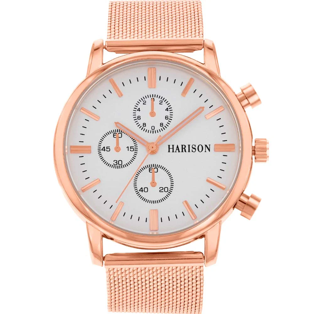 Harison Ezra GH025-GWG Rose Gold-Plated Stainless Steel Watch with Decorative Sub-Dials
