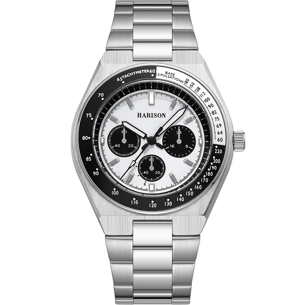 Harison Santos XS574-SBW Stainless Steel Watch with Decorative Sub Dials