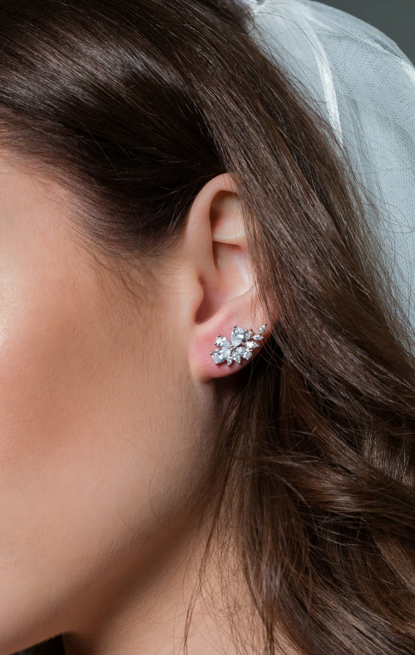 Iconic Bridal Hyacinth Earrings Silver - IE987W - Image 2