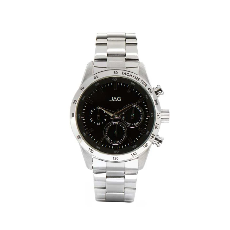 Alain Black Dial Stainless Steel Bracelet - J1960A