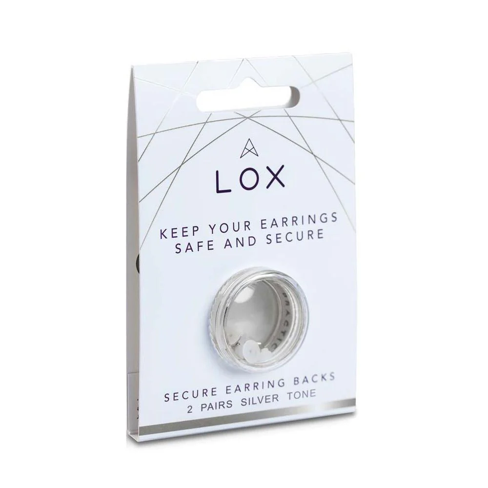 Lox Silver Tone Secure Earring Backs Two Pairs Pack - Image 2
