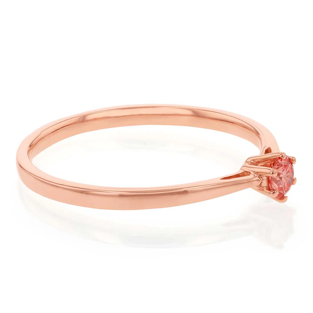 Luminesce Lab Grown 0.15 Carat Pink Diamond Ring set in 9ct Rose Gold 6 Claw Setting - Image 2