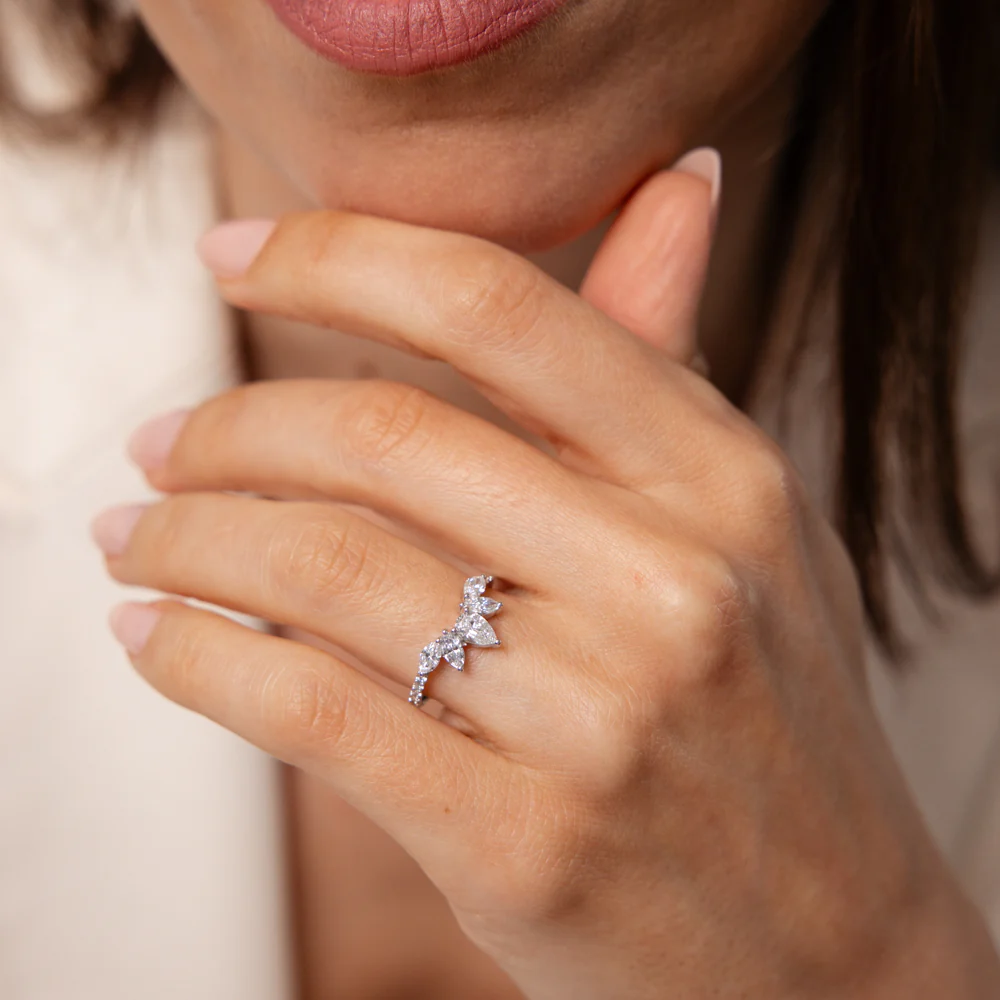Luminesce Lab Grown 0.85 Carat Pear, Marquise, and Brilliant Cut Diamond Ring in 9ct White Gold - Image 4