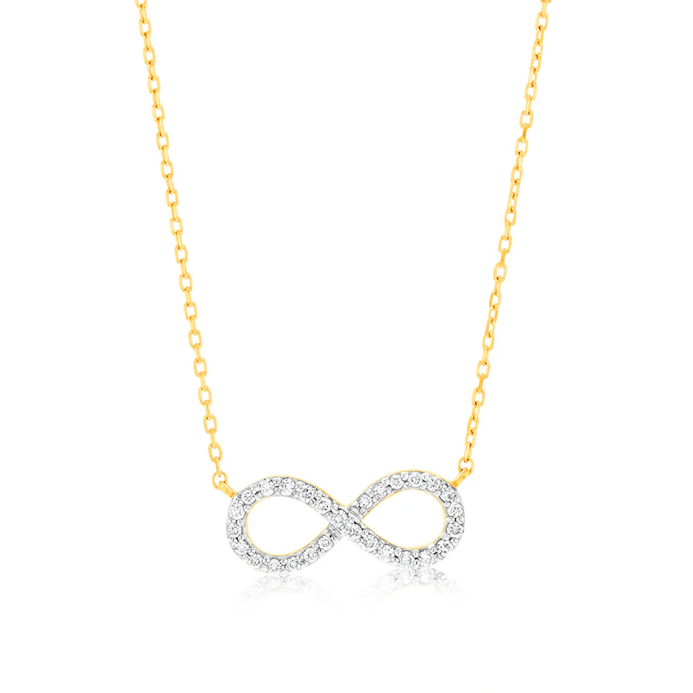 Luminesce Lab Grown 1/10 Carat Diamond Infinity Pendant in 9ct Yellow Gold