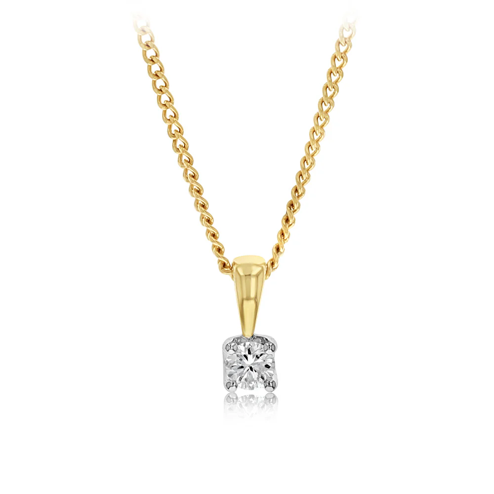 Luminesce Lab Grown 1/10 Carat Diamond Pendant in 9ct Yellow and White Gold