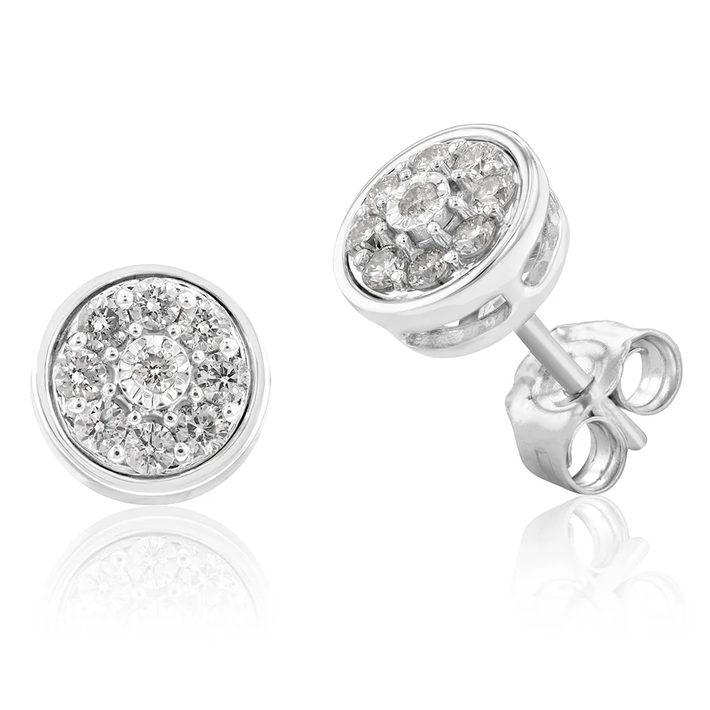 Luminesce Lab Grown 1/4 Carat Diamond Cluster Silver Studs - Image 2