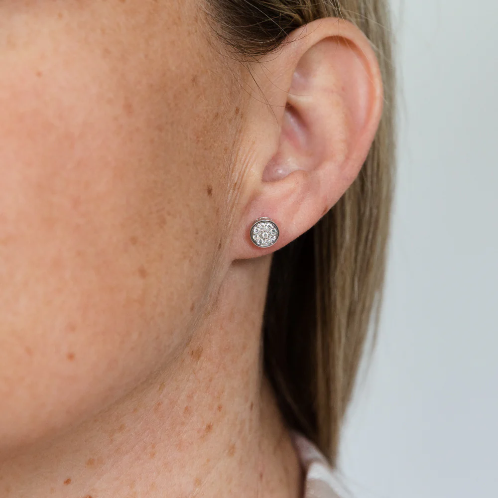 Luminesce Lab Grown 1/4 Carat Diamond Cluster Silver Studs - Image 4