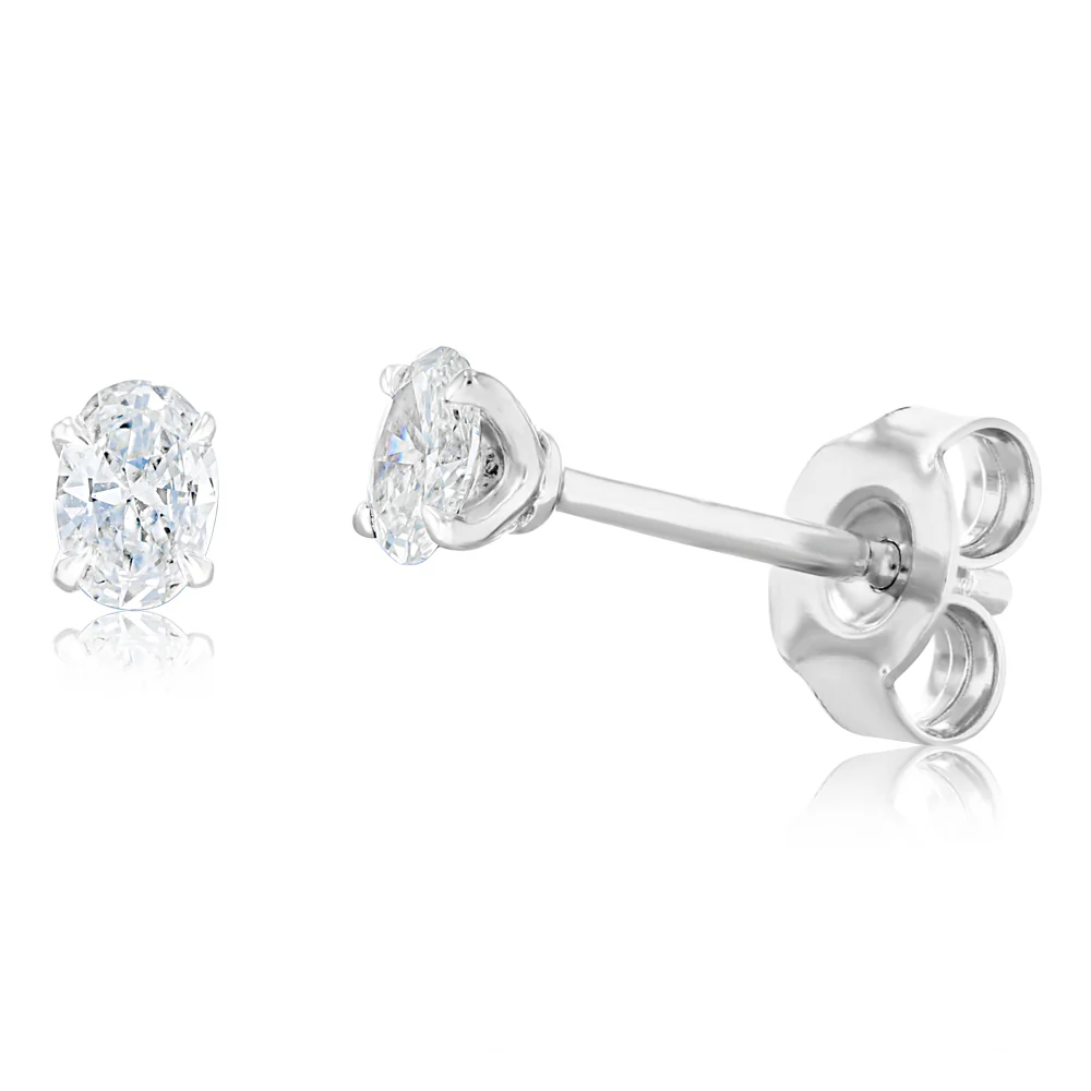 Luminesce Lab Grown 1/4 Carat Diamond Solitaire Oval Earrings in Sterling Silver