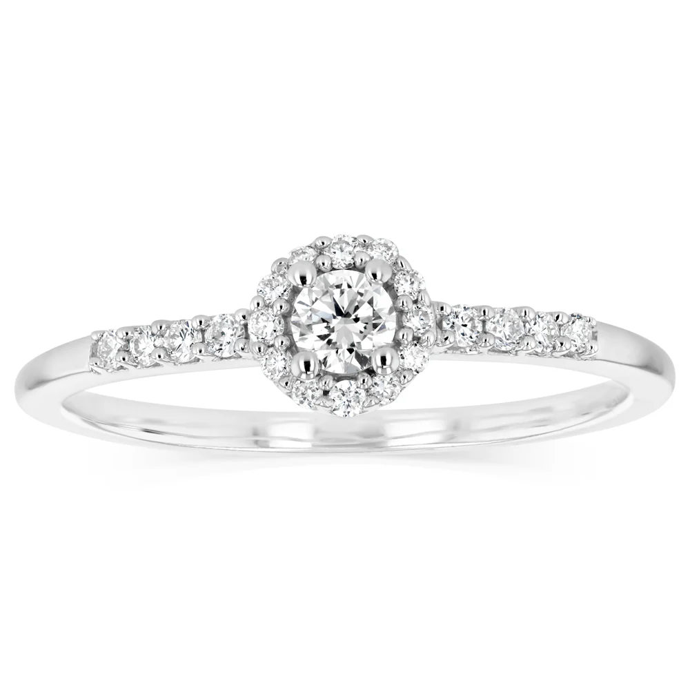 Luminesce Lab Grown 1/5 Carat Diamond Halo Ring in Sterling Silver