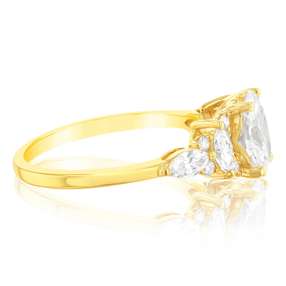 Luminesce Lab Grown 1.5 Carat Diamond Ring with 1 Carat Oval Centre in 9ct Yellow Gold - Image 2