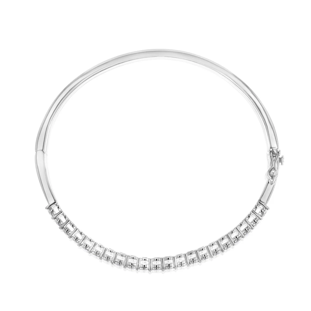Luminesce Lab Grown 1 Carat Diamond Bangle in Sterling Silver - Image 2