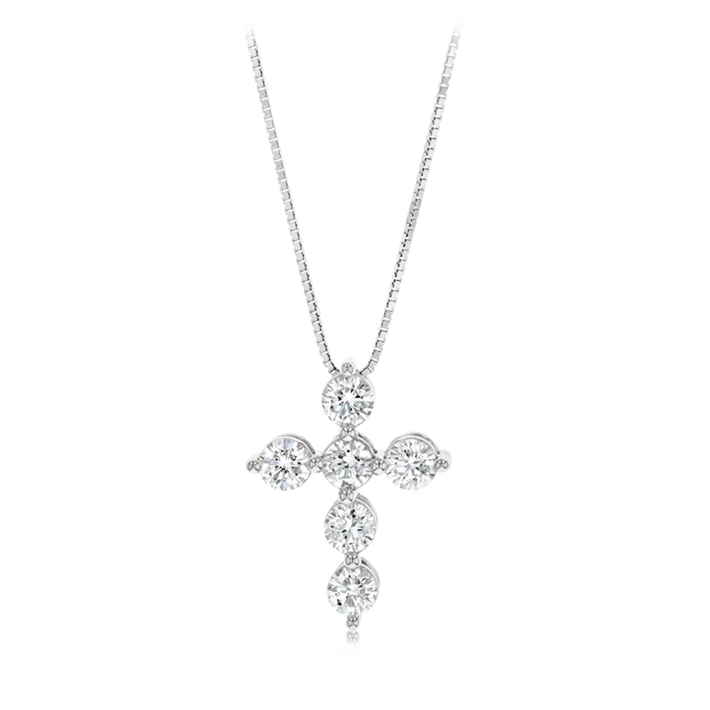 Luminesce Lab Grown 1 Carat Diamond Cross Pendant in Sterling Silver
