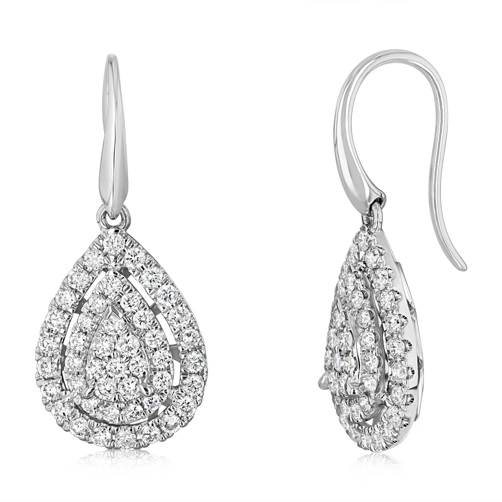 Luminesce Lab Grown 1 Carat Diamond Hook Drop Earrings in 9ct White Gold
