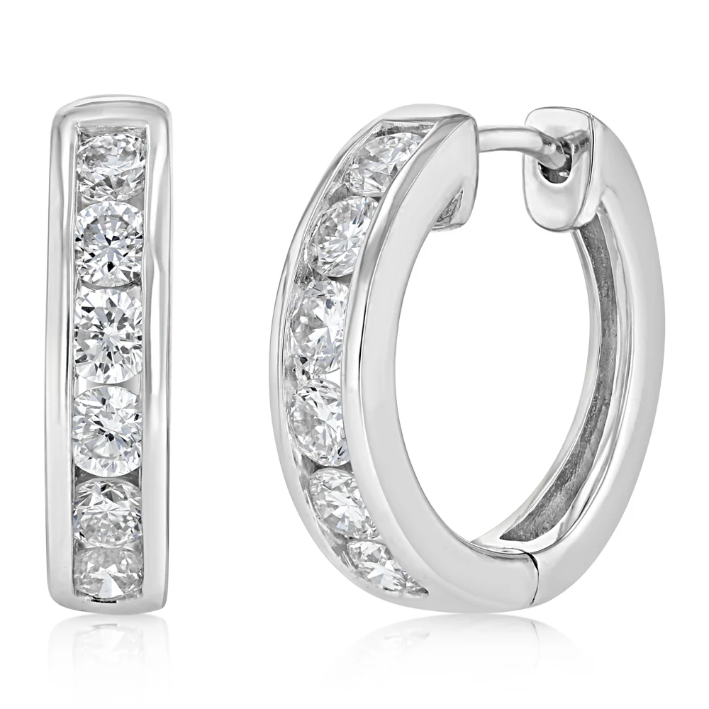 Luminesce Lab Grown 1 Carat Diamond Hoop Earrings in Sterling Silver
