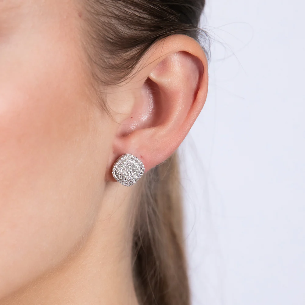Luminesce Lab Grown 10ct White Gold 1 Carat Diamond Stud Earrings - Image 2