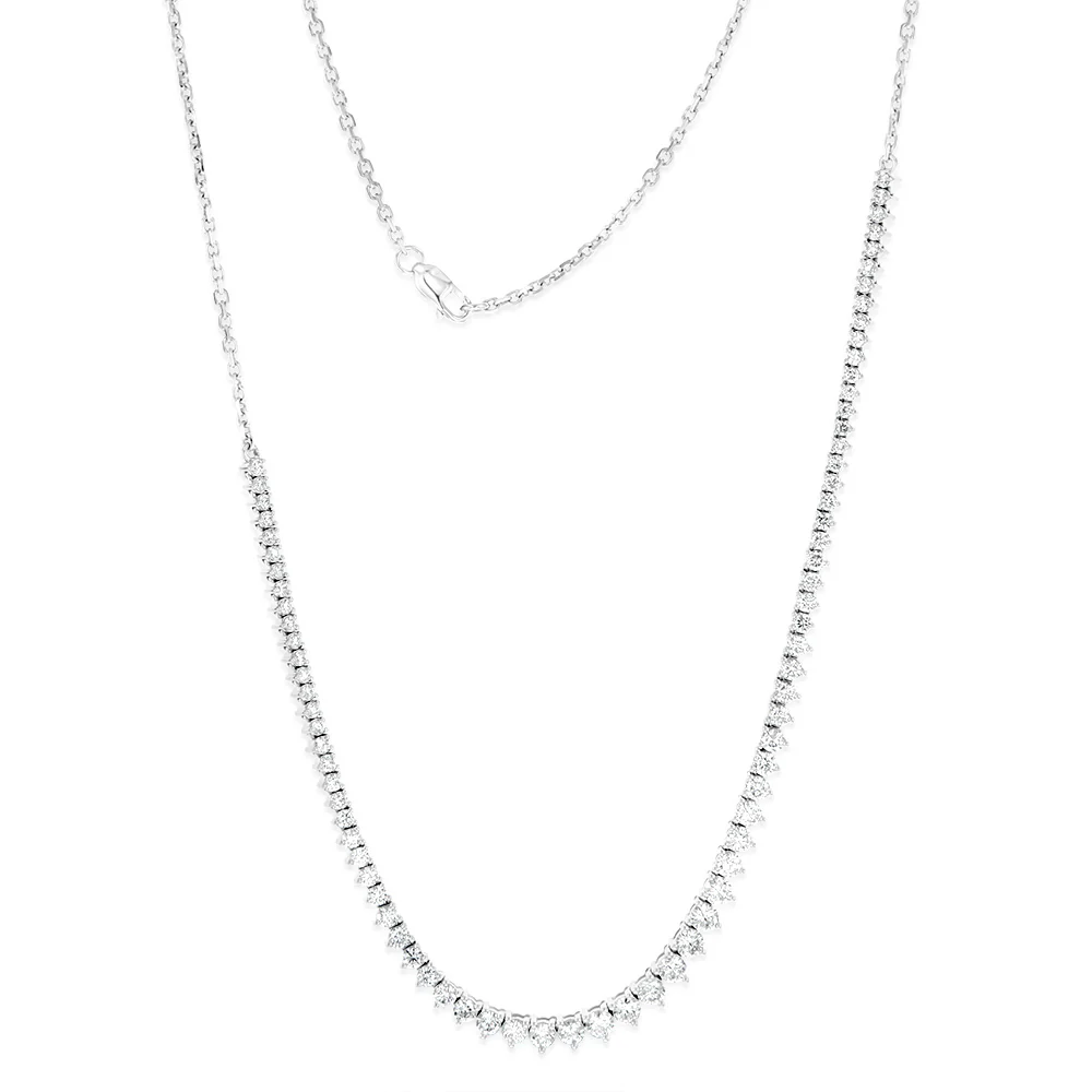Luminesce Lab Grown 10ct White Gold Tennis Necklace in 3Carat Diamond