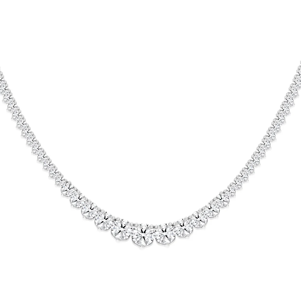 Luminesce Lab Grown 10ct White Gold Tennis Necklace with 8.80 Carats Diamond