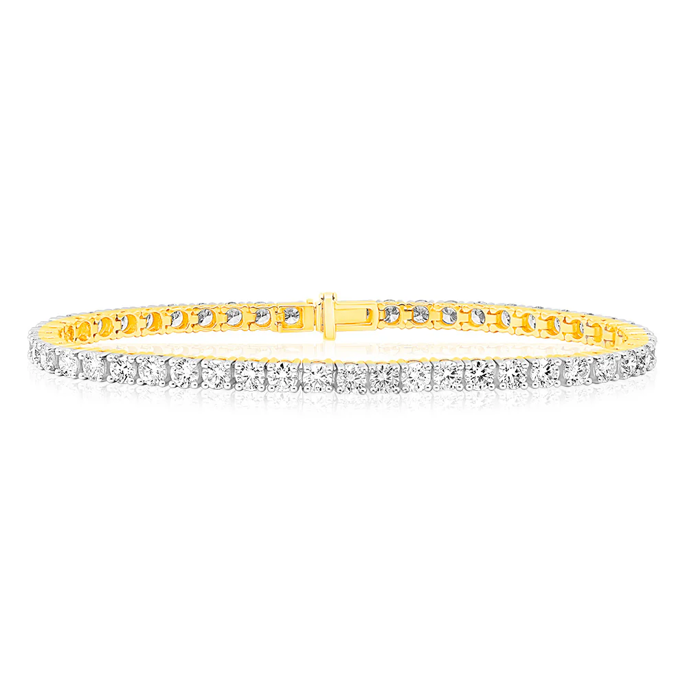 Luminesce Lab Grown 10ct Yellow Gold Tennis Bracelet in 7 Carat Diamond