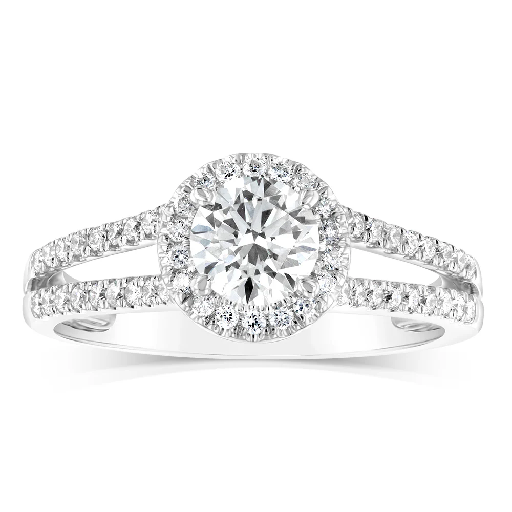 Luminesce Lab Grown 14ct White Gold 1 Carat Diamond Split Shank Ring