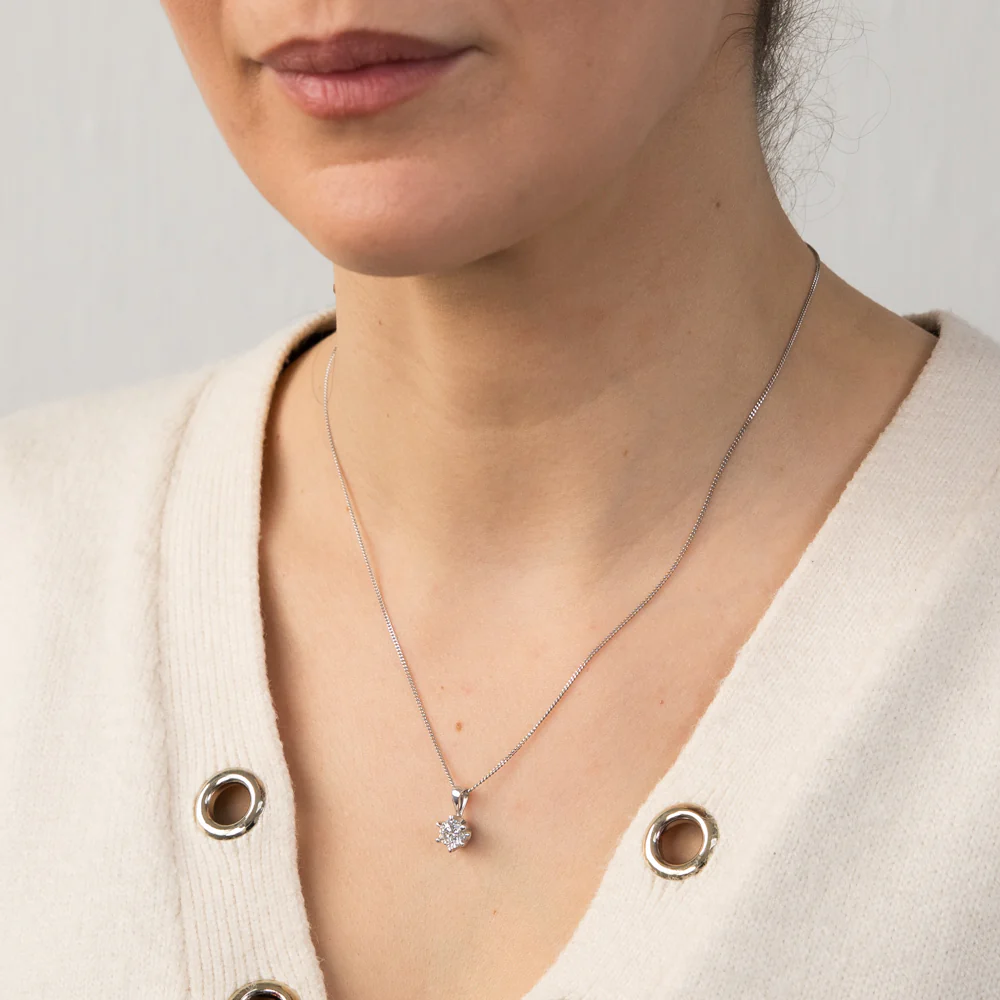 Luminesce Lab Grown 18ct White Gold 1 Carat Solitaire Diamond Pendant with 45cm Chain - Image 2