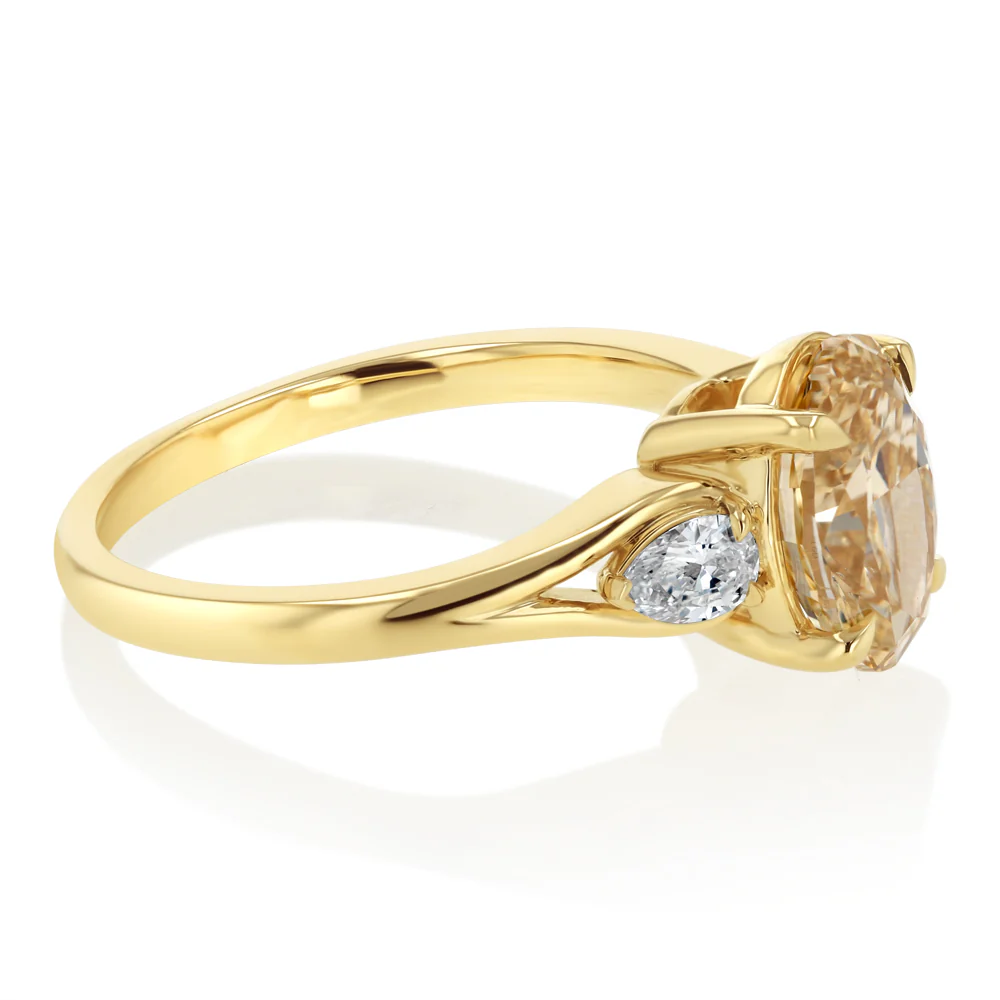 Luminesce Lab Grown 2.30 Carats Diamond Ring with 2 Carats Yellow Oval Centre Diamond in 9ct Yellow Gold - Image 2
