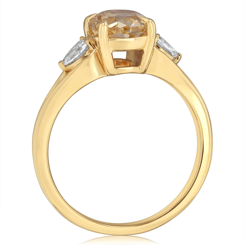 Luminesce Lab Grown 2.30 Carats Diamond Ring with 2 Carats Yellow Oval Centre Diamond in 9ct Yellow Gold - Image 3