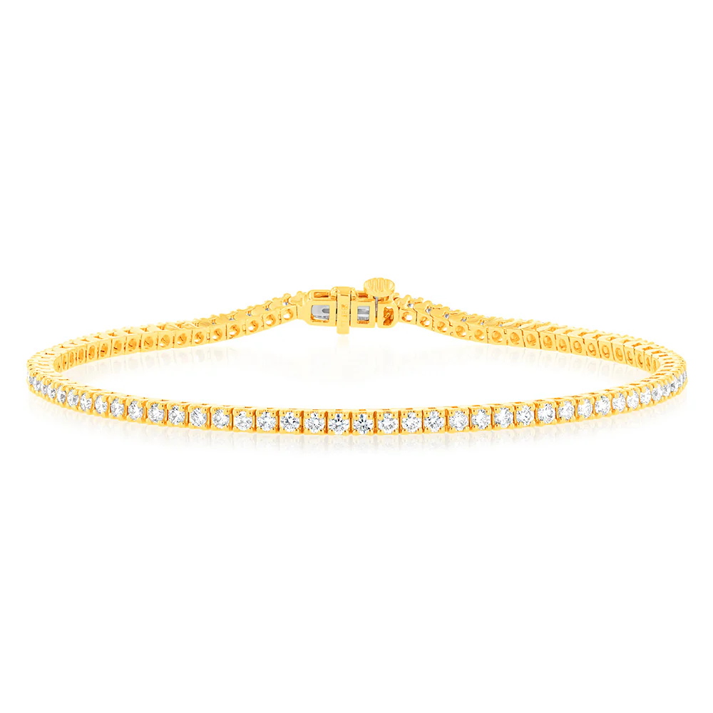Luminesce Lab Grown 2 Carat Diamond Tennis Bracelet in 9ct Yellow Gold