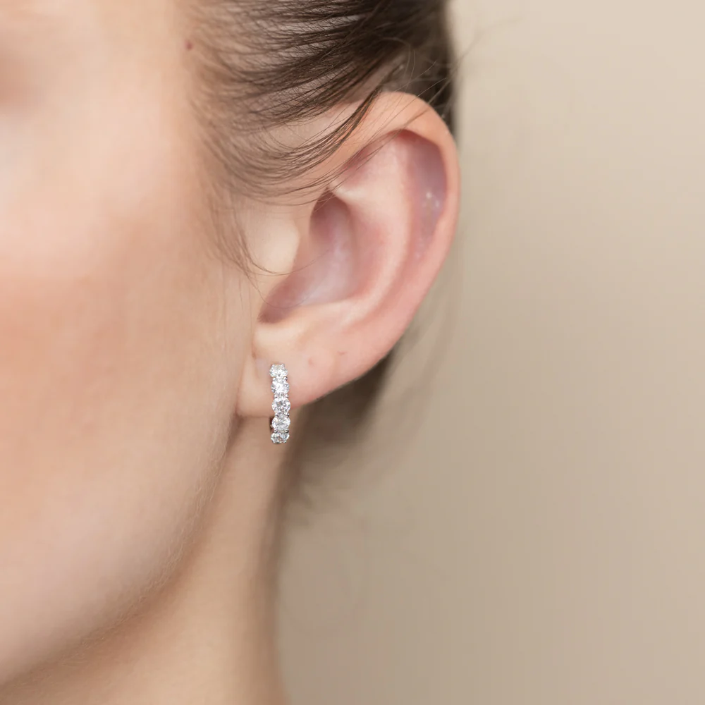 Luminesce Lab Grown 2 Carats Diamond Hoop Earrings in Sterling Silver - Image 3