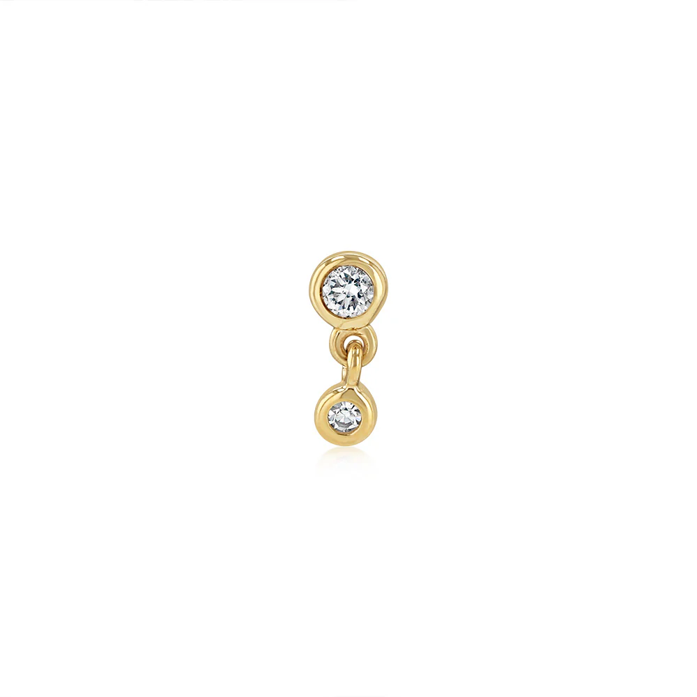 Luminesce Lab Grown 2 Diamond Drop Single Flatback Earring in 9ct Yellow Gold