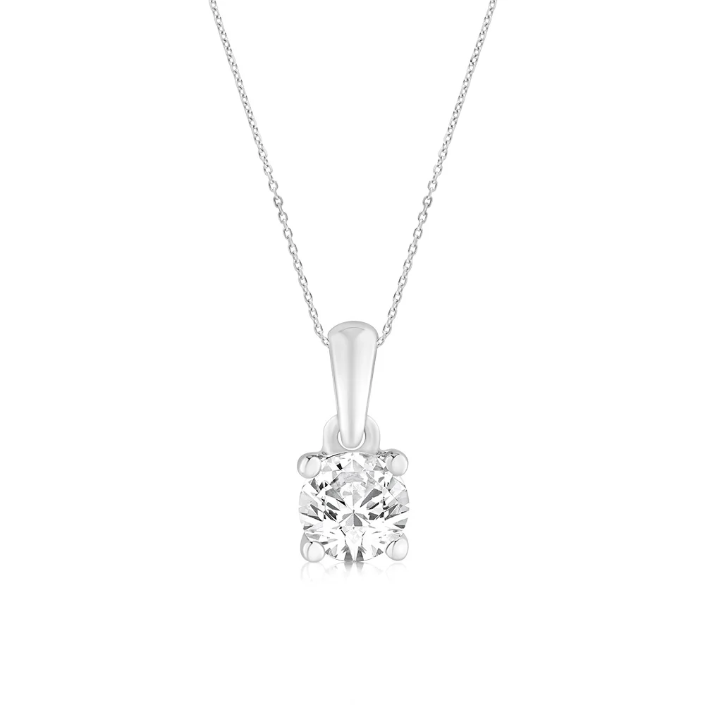 Luminesce Lab Grown 3/4 Carat Diamond Solitaire Pendant on 9ct White Gold Adjustable Chain