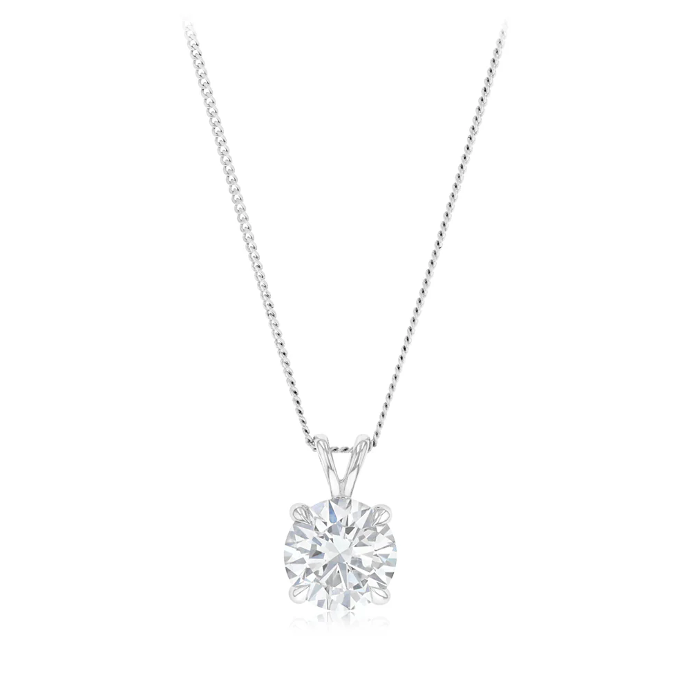 Luminesce Lab Grown 3 Carat Diamond Solitaire Pendant in 9ct White Gold