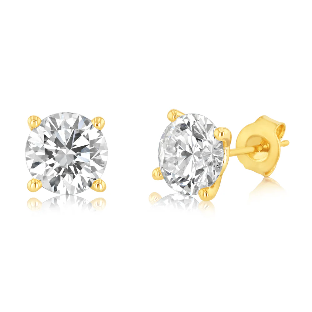 Luminesce Lab Grown 4 Carat Diamond Stud Earrings in 9ct Yellow Gold