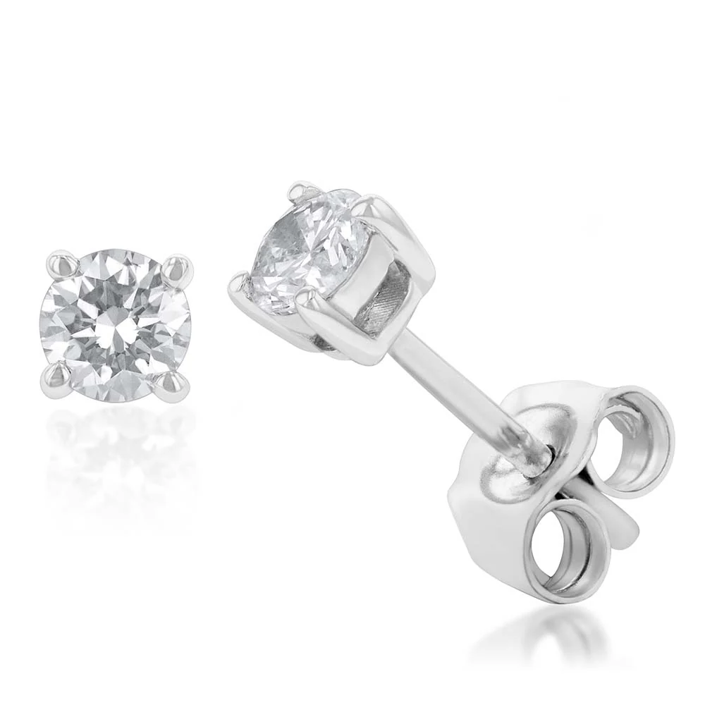 Luminesce Lab Grown 9ct White Gold Diamond Solitiaire Classic 1/3 Carat Stud Earrings