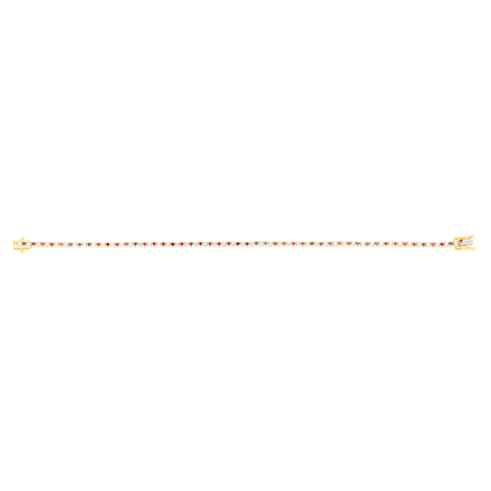 Luminesce Lab Grown 9ct Yellow Gold 0.65 Carat Diamonds + Created Ruby Bracelet - Image 2