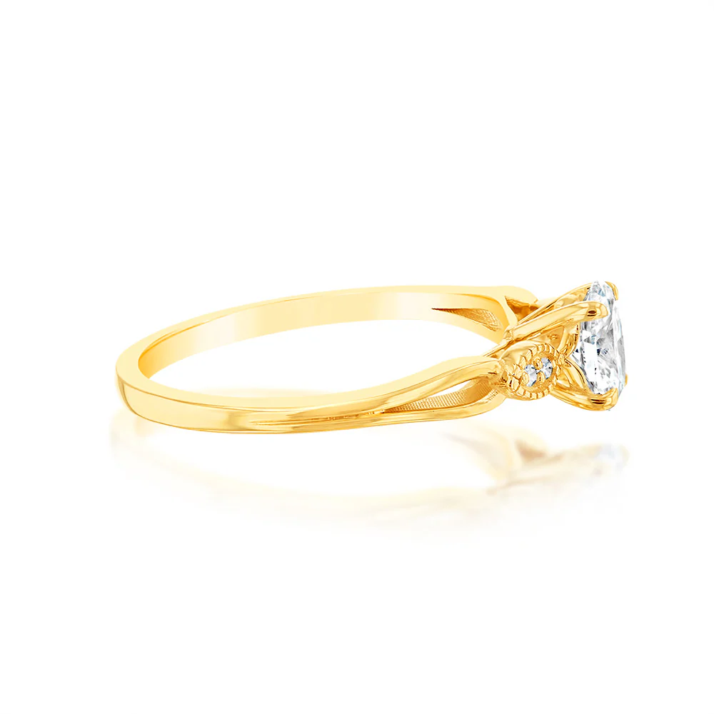 Luminesce Lab Grown 9ct Yellow Gold 1/2 Carat Diamond Solitaire Fancy Ring - Image 2