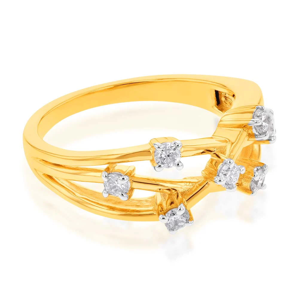 Luminesce Lab Grown Diamond 1/4 Carat Scatter Ring in 9ct Yellow Gold - Image 2