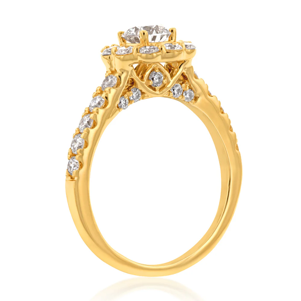 Luminesce Lab Grown Diamond 1.5Ct Bridal Set in Halo Design set in 14ct Yellow Gold - Image 3