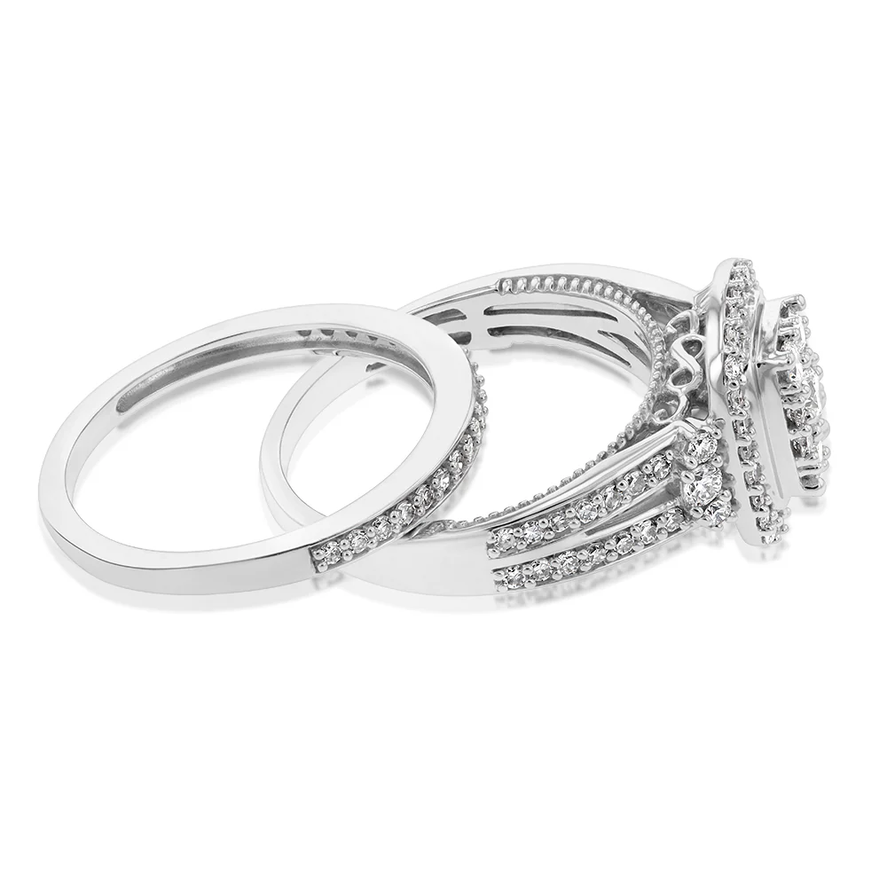 Luminesce Lab Grown Diamond Bridal Set .95Carat in  set in 10ct White Gold - Image 2