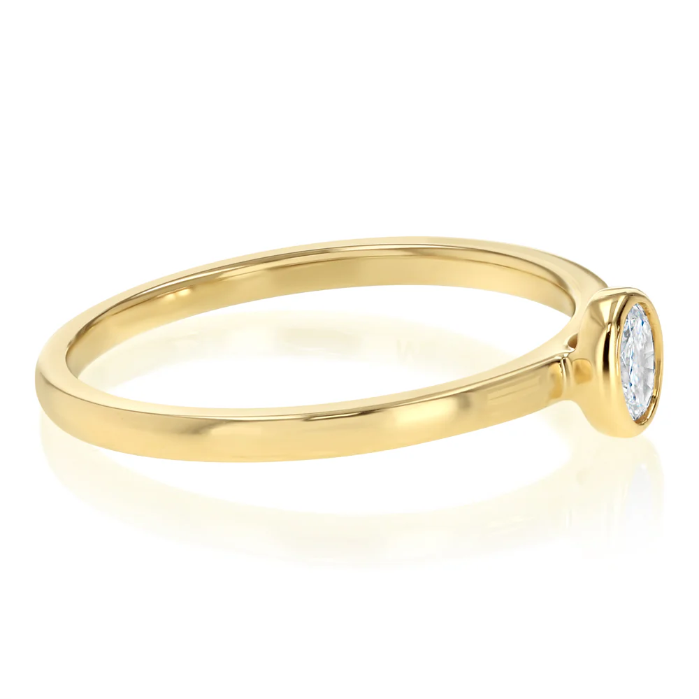 Luminesce Lab Grown Oval Cut Bezel Solitaire Diamond Ring in 9ct Yellow Gold - Image 2