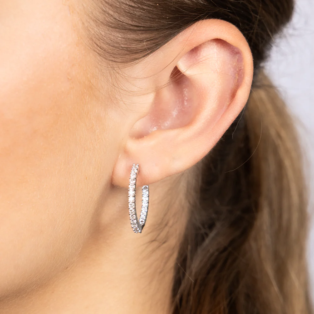 Luminesce Lab Grown Sterling Silver 1 Carat Diamond Hoop Earrings - Image 2