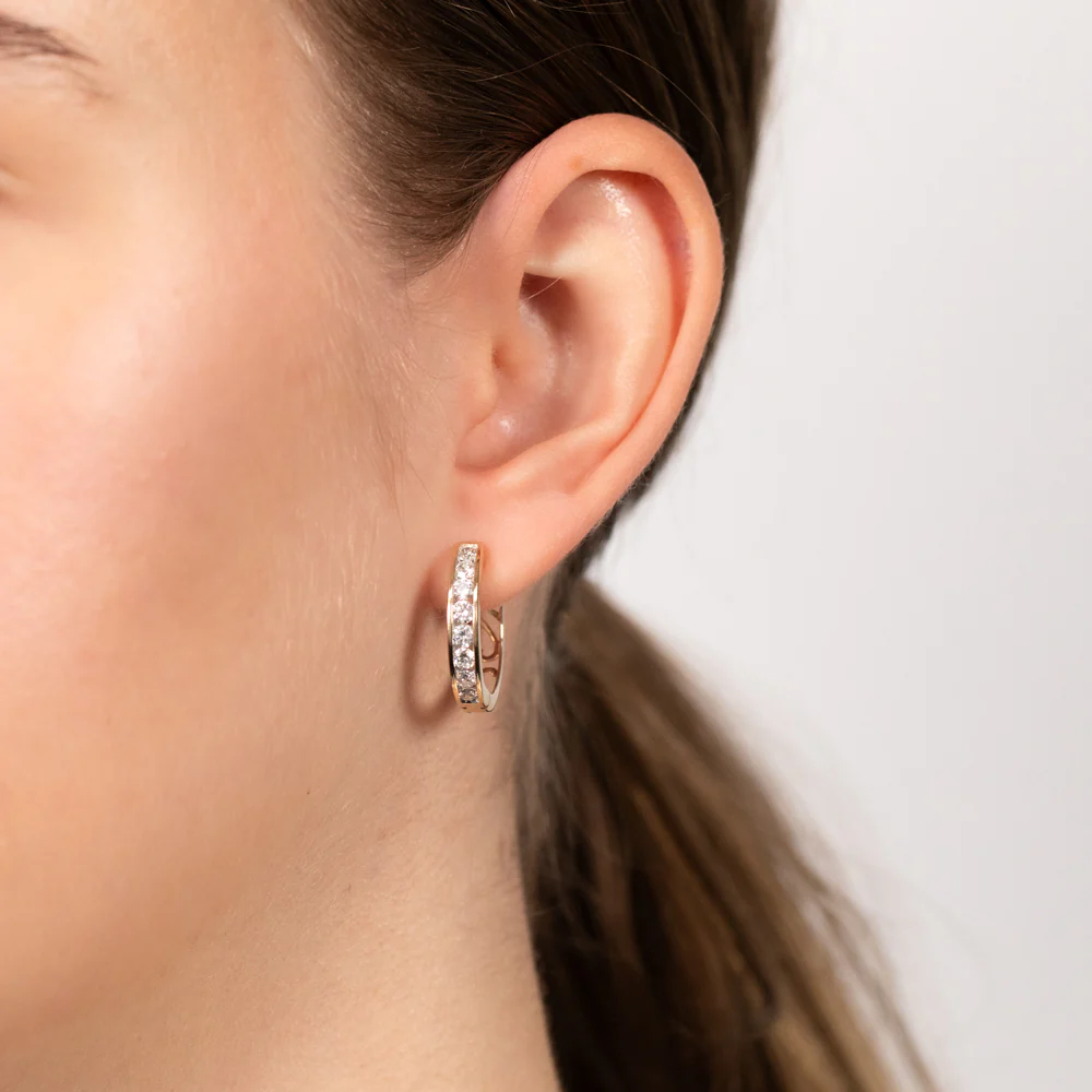 Luminesce Lab Grown1 Carat Diamond Hoop Earrings in 9ct Yellow Gold - Image 2