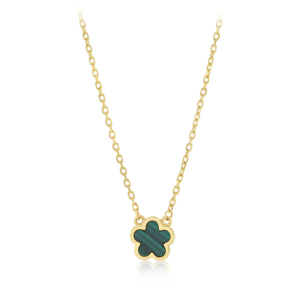 Malachite Star Adjsutable 45cm Necklace in 9ct Yellow Gold