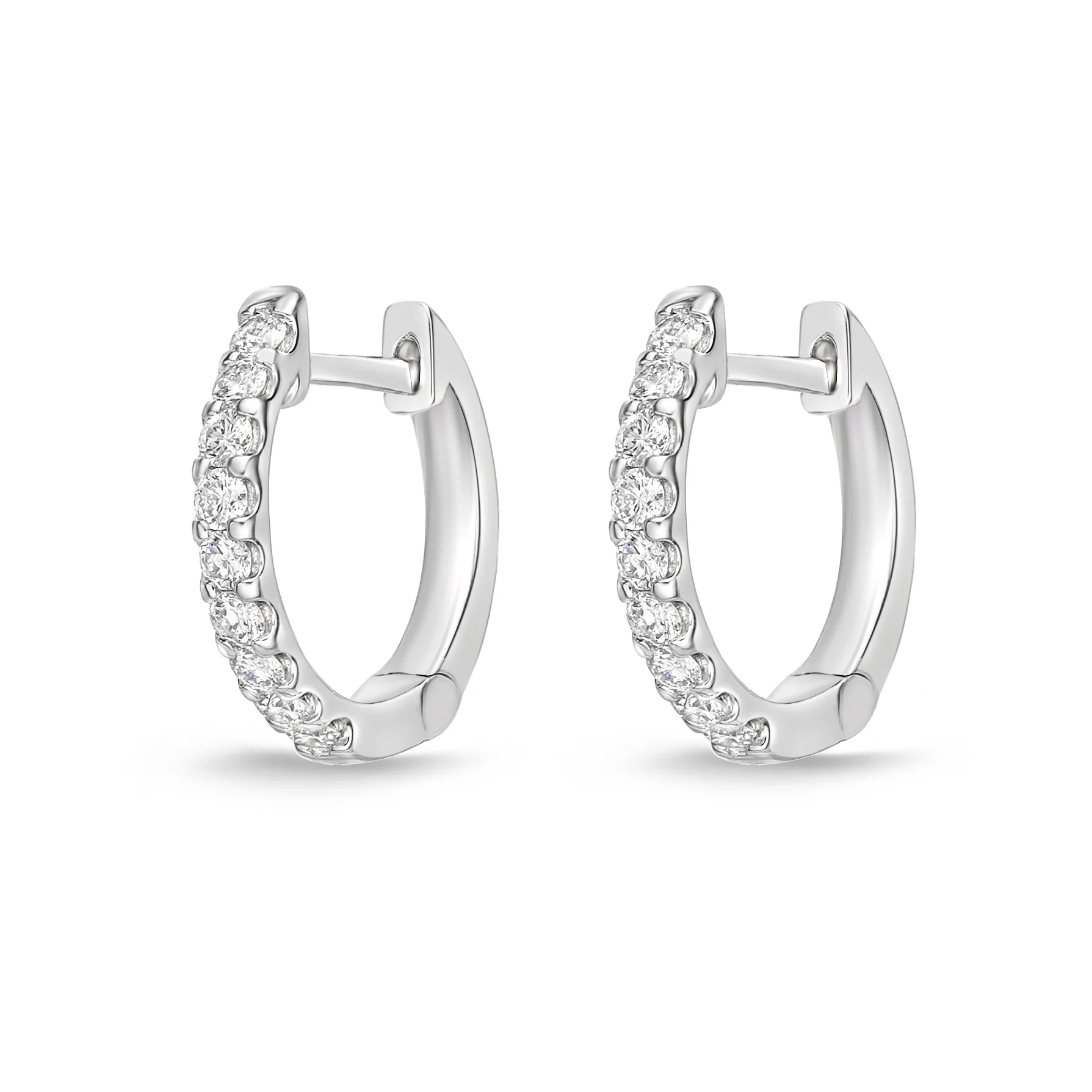 Memoire 18ct White Gold 1/4 Carat Diamond Huggies 12x12mm - Image 6