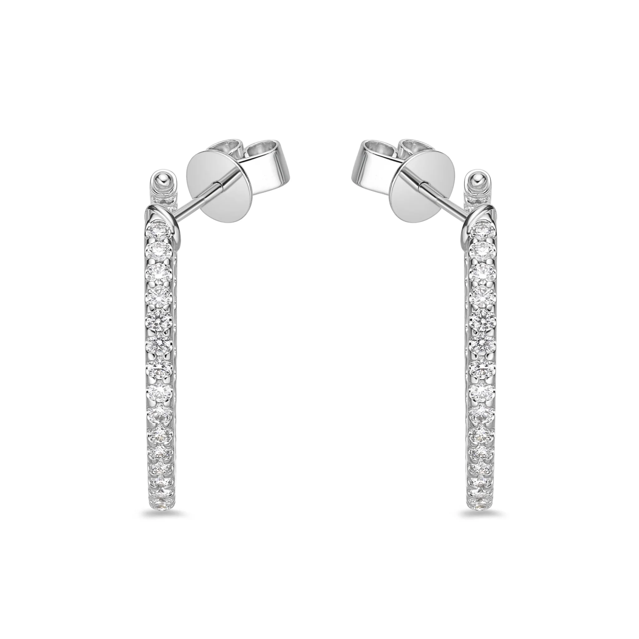 Memoire 18ct White Gold 1 Carat Diamond Odessa Hoop Earrings 24x24mm - Image 2