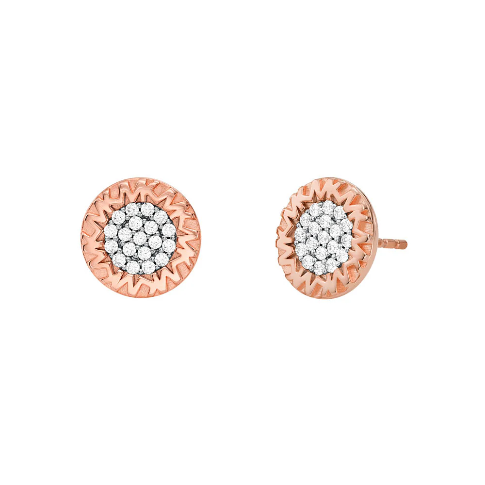 Michael Kors 14ct Rose Gold Plated Sterling Silver Premium Monogram Stud Earring - Image 3