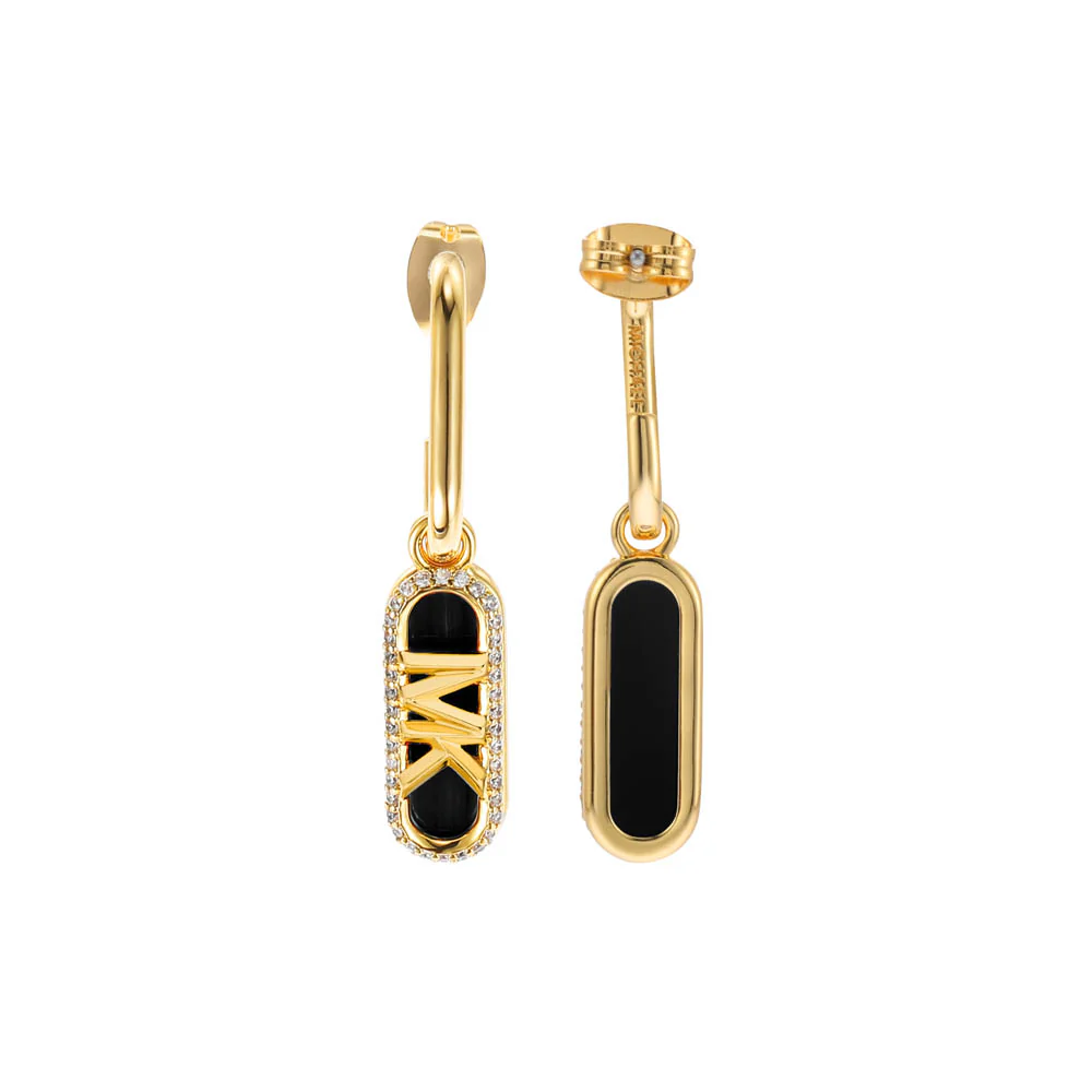 Michael Kors 14ct Yellow Gold Plated Brass Black Onyx Empire Charm Drop Earring - Image 9