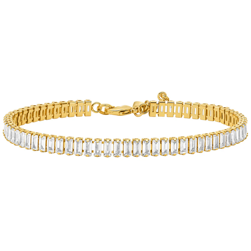 Michael Kors Gold Plated Brass Zirconia Baguette Tennis Bracelet