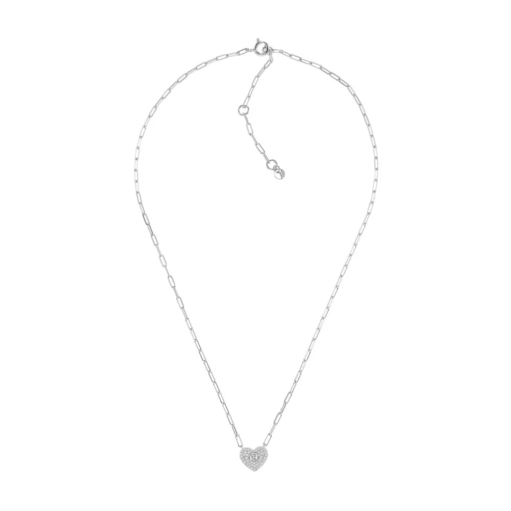 Michael Kors Sterling Silver Premium Pave Heart Pendant with Chain - Image 2