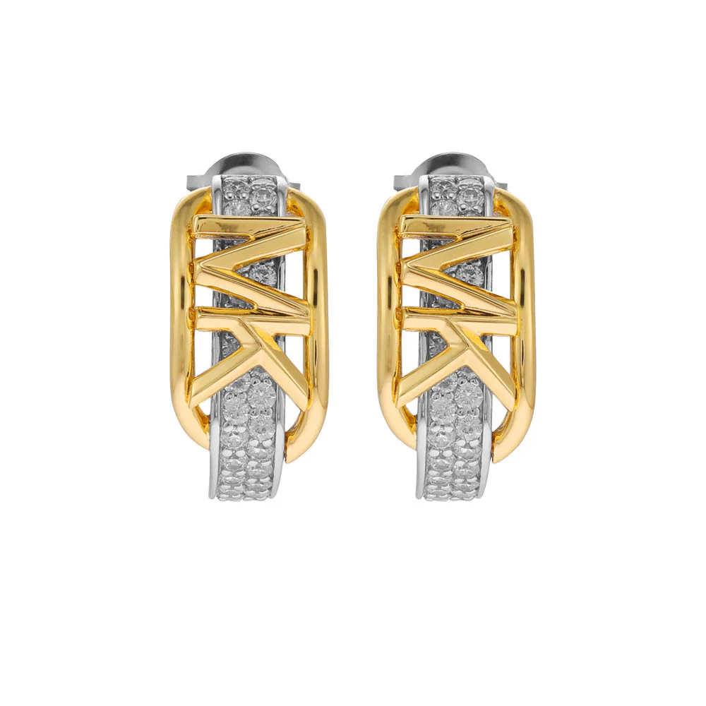 Michael Kors Two Tone Gold Plated Sterling Silver Premium Hoop Earring - Image 2