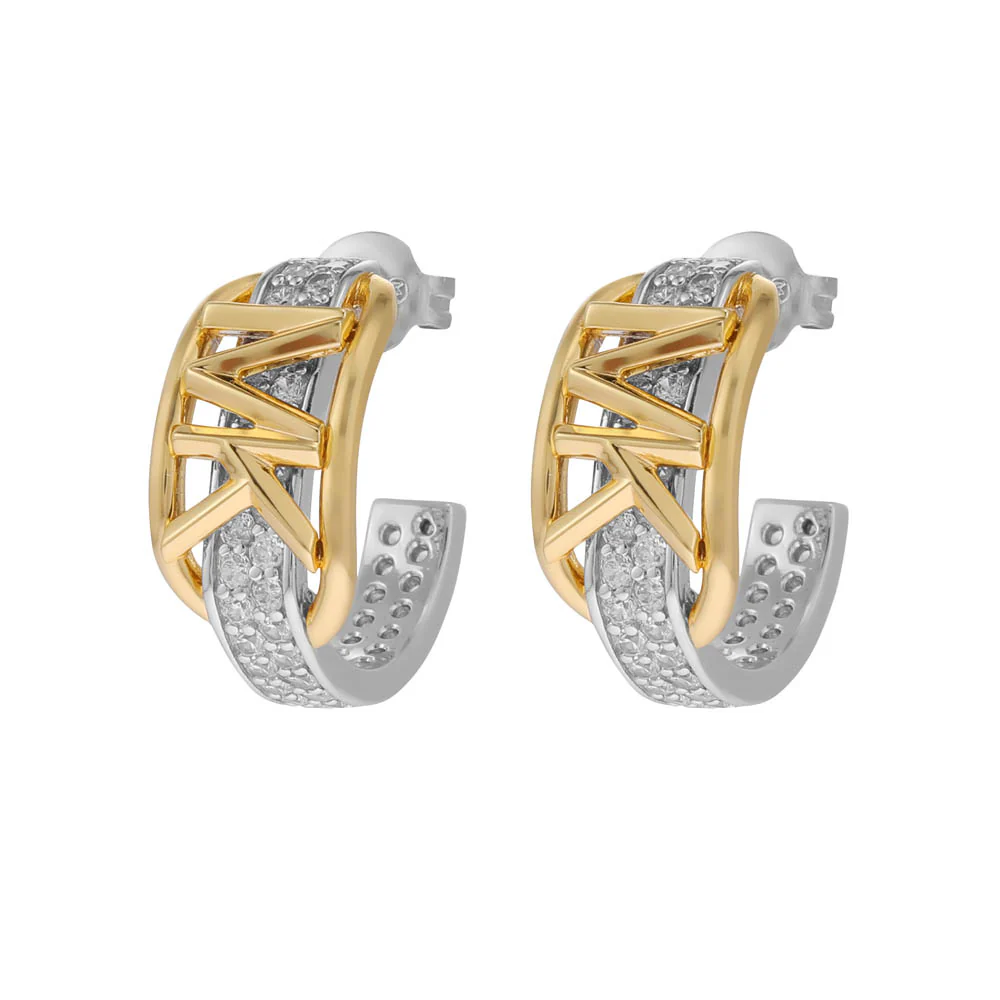 Michael Kors Two Tone Gold Plated Sterling Silver Premium Hoop Earring - Image 6